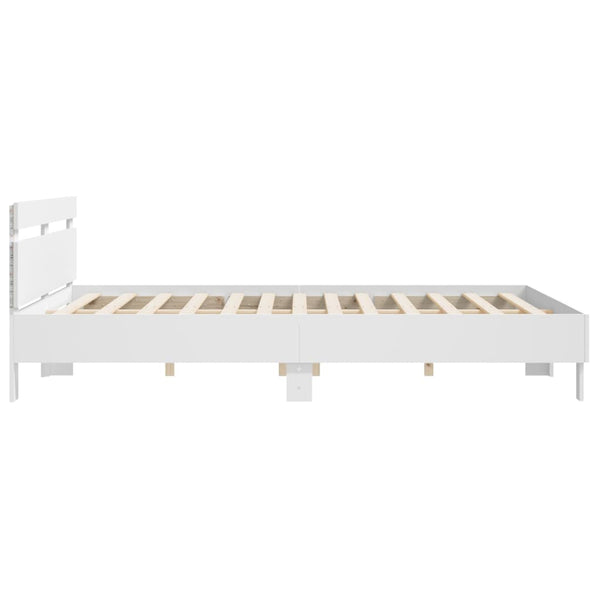 Bettgestell Weiß mit LED 200x200 cm