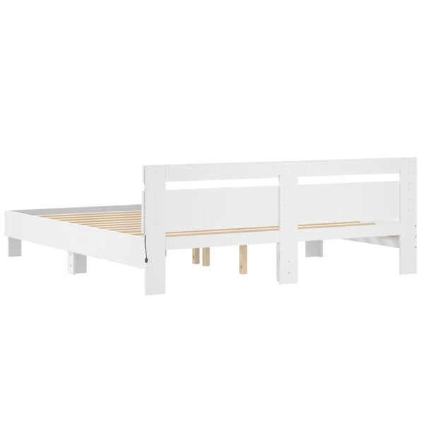 Bettgestell Weiß mit LED 200x200 cm