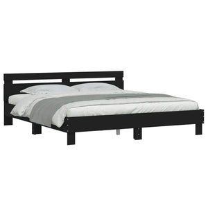 Bettgestell 200x200 cm mit LED Schwarz