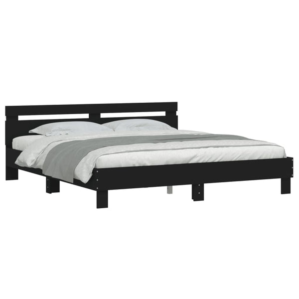 Bettgestell 200x200 cm mit LED Schwarz