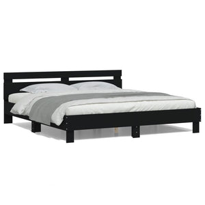 Bettgestell 200x200 cm mit LED Schwarz