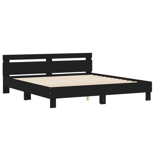 Bettgestell 200x200 cm mit LED Schwarz