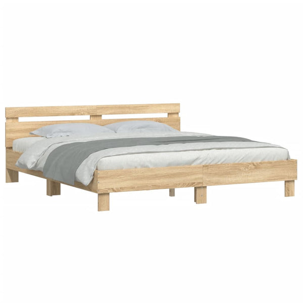 Bettgestell Sonoma-Eiche mit LED