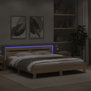 Bettgestell Sonoma-Eiche mit LED