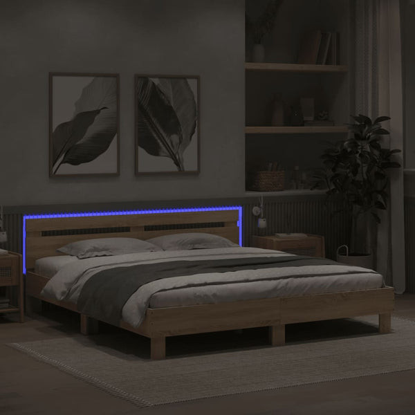 Bettgestell Sonoma-Eiche mit LED