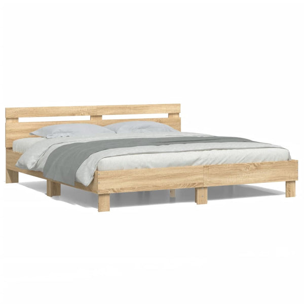 Bettgestell Sonoma-Eiche mit LED