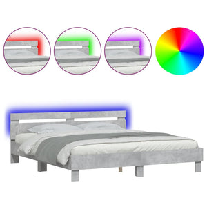 Bettgestell mit LED Betongrau