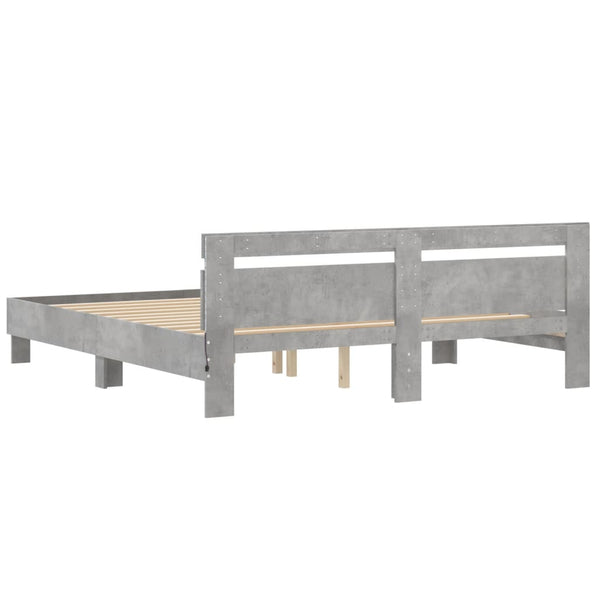 Bettgestell mit LED Betongrau