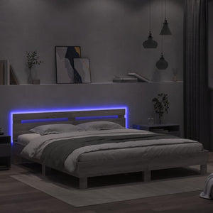 Bettgestell Grau Sonoma mit LED