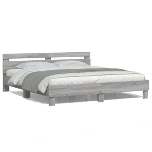 Bettgestell Grau Sonoma mit LED