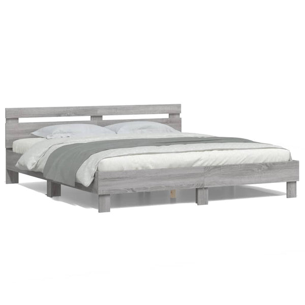 Bettgestell Grau Sonoma mit LED