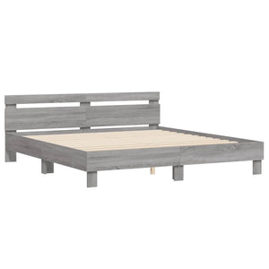 Bettgestell Grau Sonoma mit LED