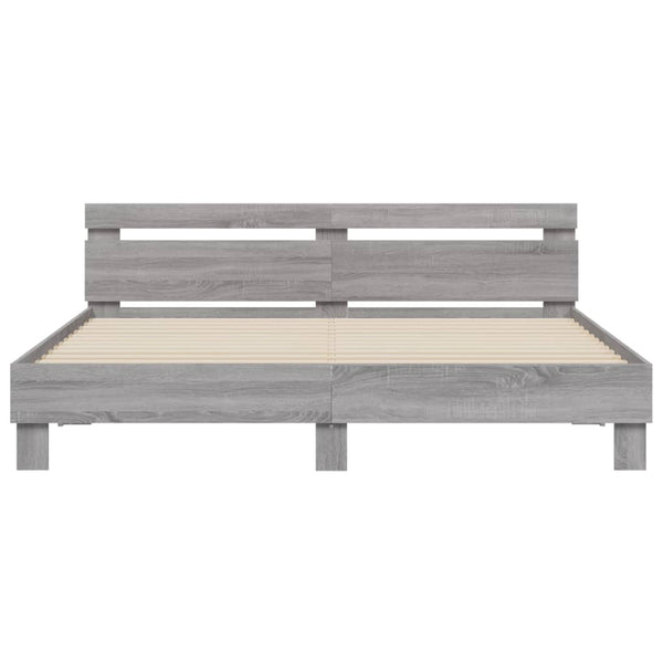 Bettgestell Grau Sonoma mit LED