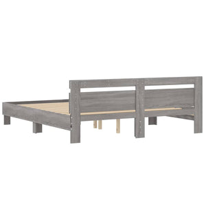 Bettgestell Grau Sonoma mit LED