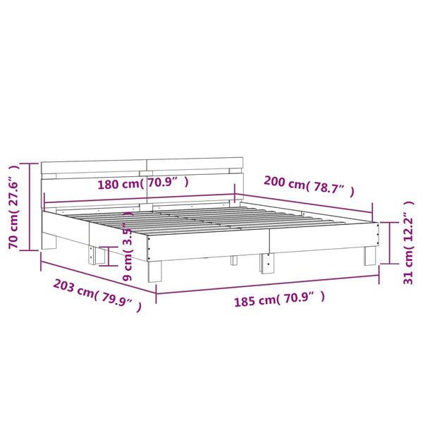Bettgestell Weiß mit LED 180x200 cm