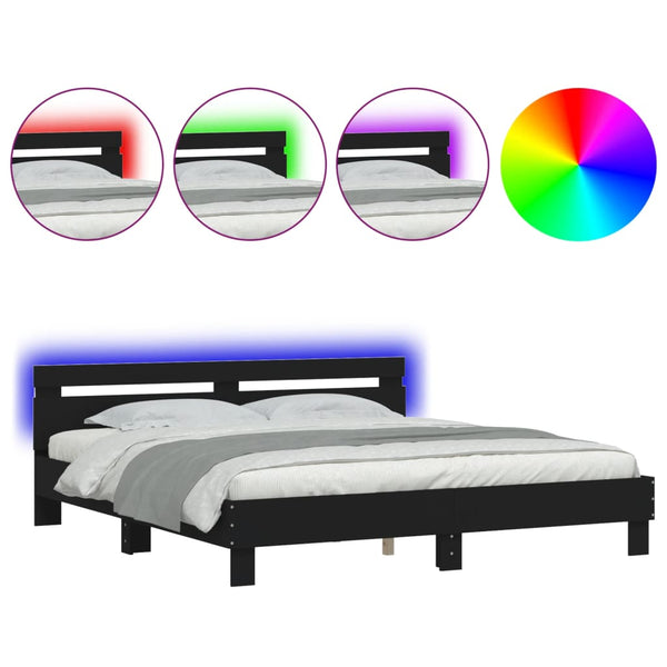 Bettgestell 180x200 cm mit LED Schwarz