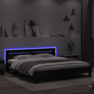 Bettgestell 180x200 cm mit LED Schwarz