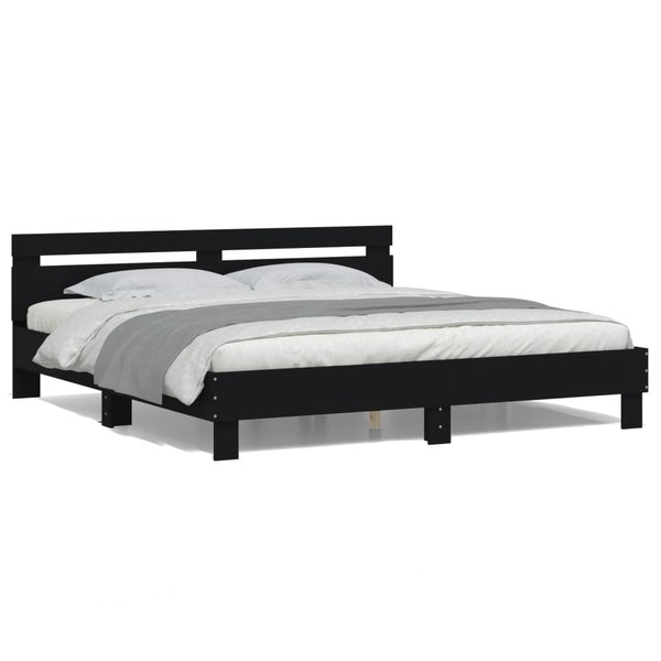 Bettgestell 180x200 cm mit LED Schwarz