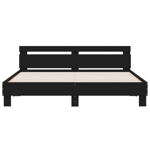 Bettgestell 180x200 cm mit LED Schwarz