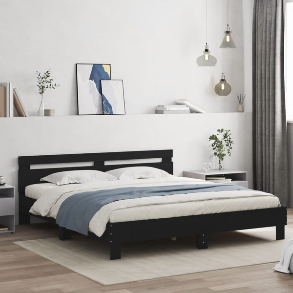 Bettgestell 180x200 cm mit LED Schwarz