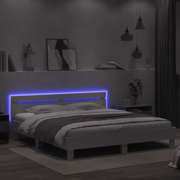 Bettgestell Weiß mit LED 160x200 cm