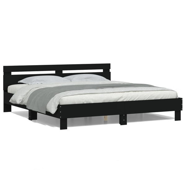 Bettgestell Schwarz mit LED 160x200 cm
