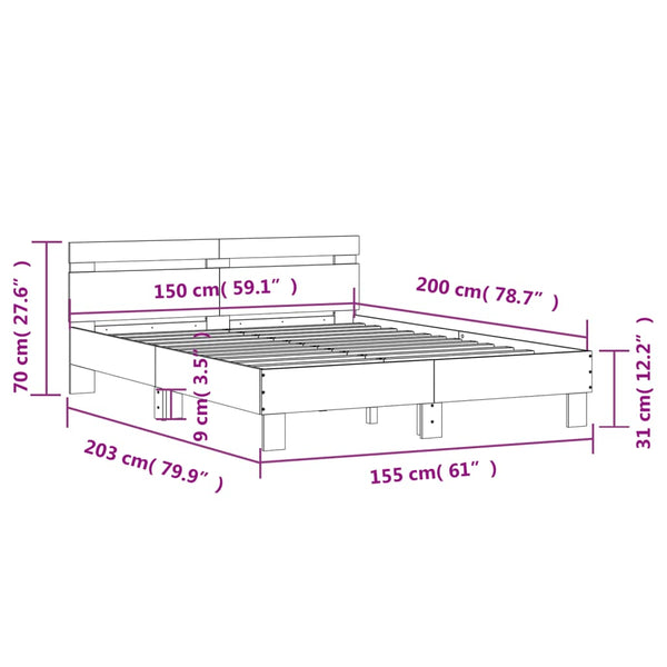 Schwarzes Bettgestell mit LED 150x200 cm