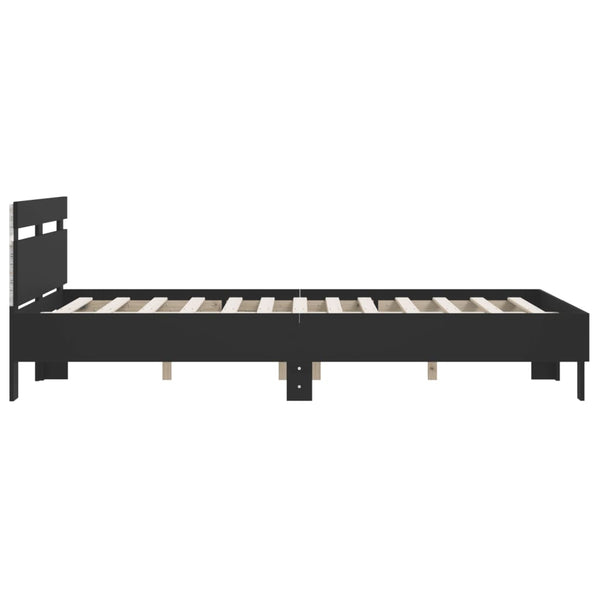 Schwarzes Bettgestell mit LED 150x200 cm