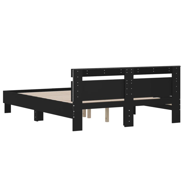 Schwarzes Bettgestell mit LED 150x200 cm