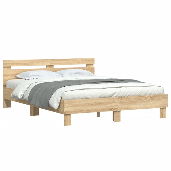 Bettgestell 150x200cm mit LED Sonoma-Eiche