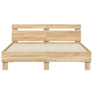 Bettgestell 150x200cm mit LED Sonoma-Eiche