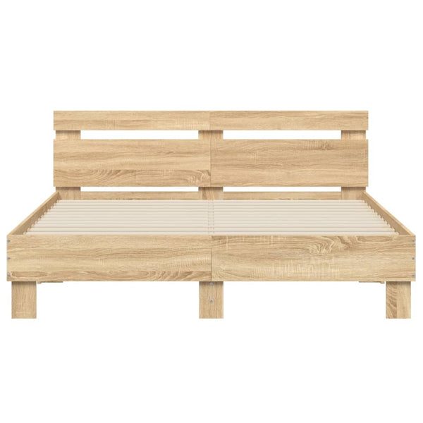 Bettgestell 150x200cm mit LED Sonoma-Eiche