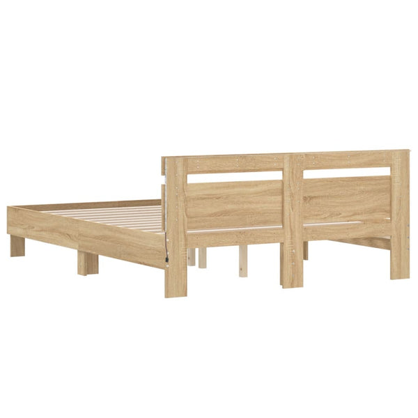 Bettgestell 150x200cm mit LED Sonoma-Eiche