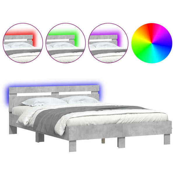 Bettgestell 150x200 cm mit LED Betongrau