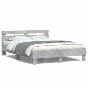Bettgestell 150x200 cm mit LED Betongrau