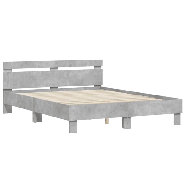 Bettgestell 150x200 cm mit LED Betongrau