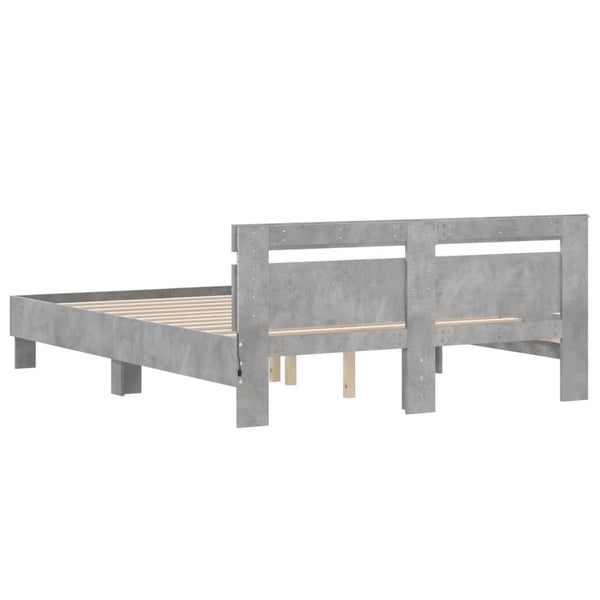 Bettgestell 150x200 cm mit LED Betongrau