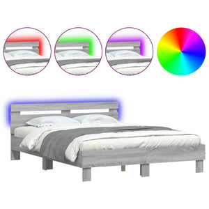 Bettgestell 150x200 cm mit LED Grau