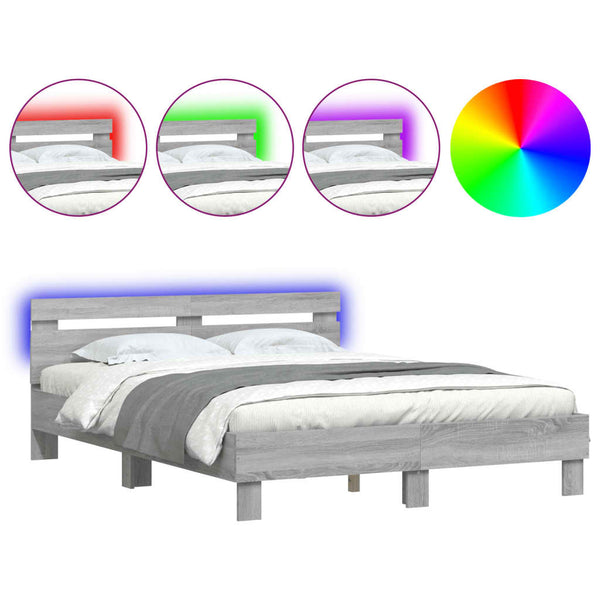 Bettgestell 150x200 cm mit LED Grau