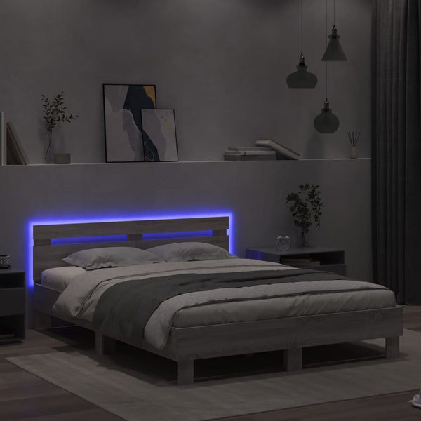 Bettgestell 150x200 cm mit LED Grau