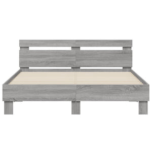 Bettgestell 150x200 cm mit LED Grau