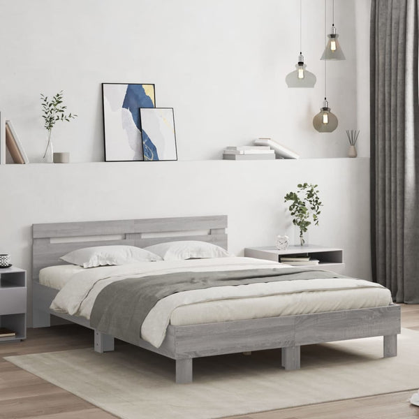 Bettgestell 150x200 cm mit LED Grau