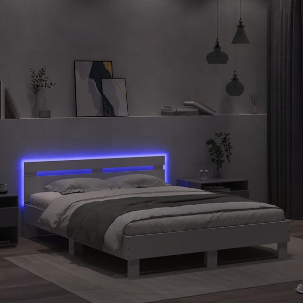 Bettgestell 140x200 cm mit LED Weiß