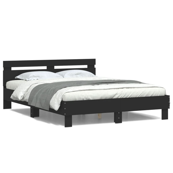 Bettgestell 140x200 cm mit LED Schwarz