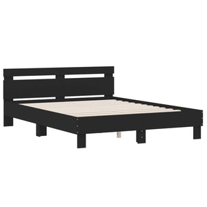 Bettgestell 140x200 cm mit LED Schwarz