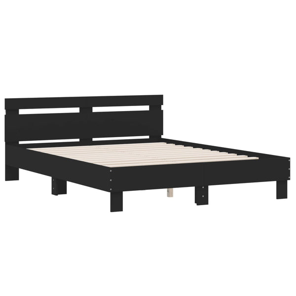 Bettgestell 140x200 cm mit LED Schwarz