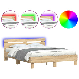 Bettgestell 140x200cm mit LED Sonoma-Eiche