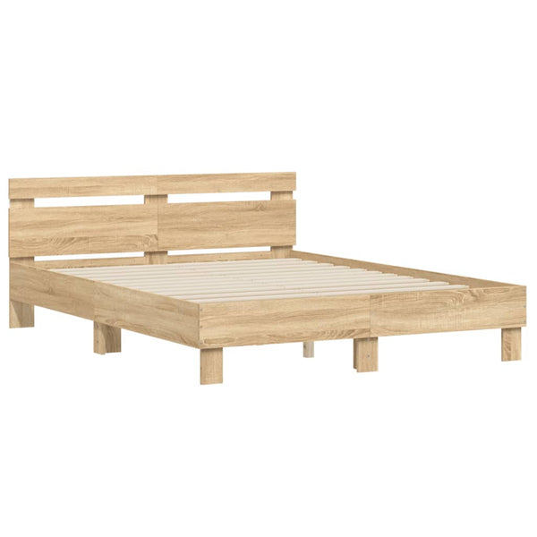 Bettgestell 140x200cm mit LED Sonoma-Eiche
