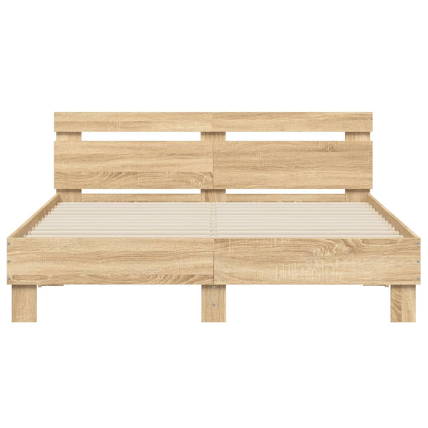 Bettgestell 140x200cm mit LED Sonoma-Eiche