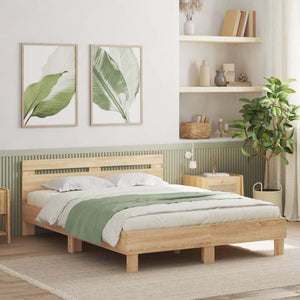Bettgestell 140x200cm mit LED Sonoma-Eiche